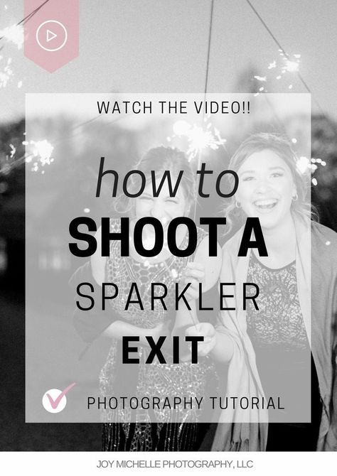 How to photograph a sparkler exit on a wedding day | camera settings and flash tips by Joy Michelle Photography | WATCH the step-by-step video tutorial Speedlight Photography, Wedding Sparkler Exit, Sparkler Exit Wedding, Photography Settings, How To Photograph, Photography Resources, Sparkler Exit, Best Wedding Photography, Wedding Sparklers