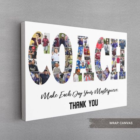 Coach Soccer Gift Ideas, Coach Gifts Basketball, Basketball Theme Gifts, Travel Gift Basket, Personalized Coach Gifts, Collage Gifts, Basketball Cheer, Personalized Sports Gifts, Collage Football