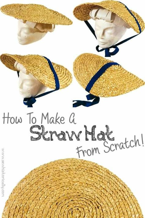 Straw Hat Making, Diy Straw Hat Decoration, Diy Sunhat, Diy Summer Hat, Diy Straw Hat, Hat Making Tutorial, Straw Hats, How To Make A Hat, Straw Hat Diy