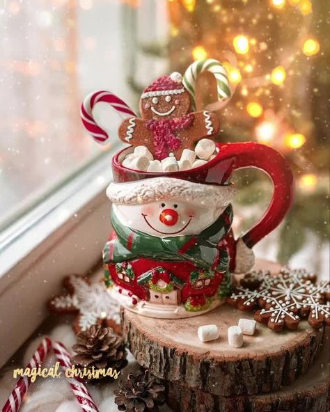 Good morning everyone! ❤️🎅🏻🎄🎁✨🌨☃️❄️☕️ | By Magical Christmas Cosy Christmas, Christmas Cup, Christmas Feeling, Days Until Christmas, Noel Christmas, Christmas Mood, Christmas Coffee, Candy Canes, Christmas Aesthetic