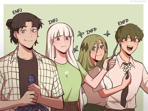 Enfj X Enfp Fanart, The Diplomats Mbti, Mbti Diplomats Meme, Prollycarmen Mbti, Enfp X Infj, Enfj Fanart, Mbti Diplomats, The Diplomats, Infp Relationships