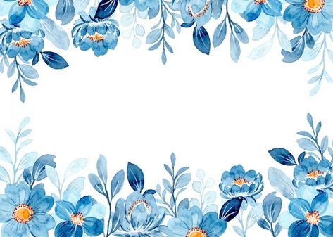 Blue floral frame with watercolor Premiu... | Premium Vector #Freepik #vector #flower #wedding #watercolor #floral Blue Flower Border Frame, Blue Floral Frame Background, Blue Floral Frame, Blue Floral Background, Watercolor Templates, Templates Background, Blue Flowers Background, Flower Invitation Card, Floral Wedding Stationery