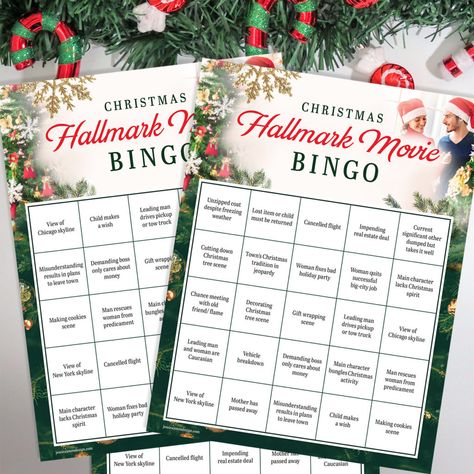 Hallmark Movie Party, Christmas Movies Party, Hallmark Bingo, Hallmark Christmas Movie Party, Hallmark Christmas Party, Christmas Movie Party Ideas, Fancy Party Decor, Hallmark Christmas Movie Bingo, Christmas Movie Bingo