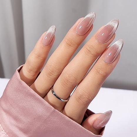 Amazon.com: BTArtbox Press On Nails Almond - Cat Eye Press On Nails Medium, French Tip Soft Gel Nails, Fake Nail Extensions In 15 Sizes - 30 Fake Nails Kit : Beauty & Personal Care Soft Gel Nails, Gel Nail Tips, Cat Eye Nails, Nail Extensions, Nail Kit, False Nails, Almond Nails, Fake Nails, Short Nails