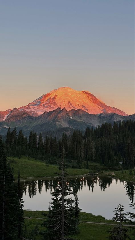 Washington State Mount Rainier, Mount Ranier Washington, Reflection Lake Mt Rainier, Tipsoo Lake Washington, Olympia Washington Aesthetic, My Rainier, Washington State Aesthetic, Washington Aesthetic, Moses Lake Washington