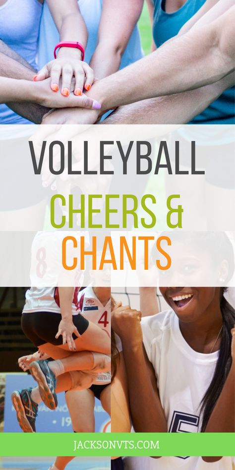 Volleyball Cheers & Chants for Club Volleyball Players Good Volleyball Chants, Volleyball Spirit Gifts, Volley Ball Cheers, Ace Volleyball Cheers, Volleyball Kill Cheers, Good Volleyball Cheers, Volleyball Chants For Ace, Fun Volleyball Drills Team Building, Volley Ball Chants