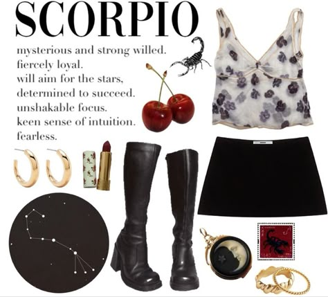 scorpio Outfit | ShopLook Venus In Scorpio Style Outfits, Scorpio Summer Outfits, Scorpio Clothes Aesthetic, Scorpio Rising Outfits, Scorpio Venus Outfit, Venus Scorpio Style, Scorpio Aesthetic Outfit, Scorpio Lilith Style, Scorpio Wardrobe