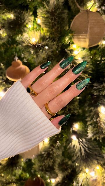 Dayanna I. Sapiens on Instagram: "emerald velvet 🎄 #holidaynails #christmasnails #nails #nailsofinstagram #nailsdesign #nailsart #nailstagram #nailsonfleek #nailart #naildesigns #fallnails #greennails #disseynails #gelcare #nailinspo #velvetnails" Winter Manicures, Cutest Nails, Festive Holiday Nails, Emerald Nails, Emerald Velvet, Velvet Nails, December Nails, Winter Manicure, Holiday Nail Designs