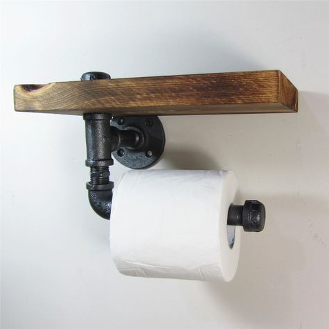 Urban Industrial Wall Mount Wood Storage Shelf Iron Pipe Toilet Paper Holder Roller Restaurant Restroom Bathroom Decoration: Amazon.ca: Home & Kitchen Industrial Bathroom Decor, Pipe Toilet Paper Holder, Industrial Toilets, Urban Industrial Decor, Toilet Paper Dispenser, Industrial Home Design, Urban Decor, Vintage Industrial Decor, Industrial Bathroom