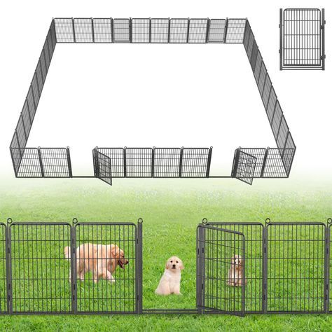 PRICES MAY VARY. 【Full Gate & Low Threshold Design】- Our no dig fence for dogs is upgraded with wider and lower thresholds gate. Garden fence with gate ensures aesthetics while expanding it’s garden gate to maximum size of 22 x 29 inches, allowing the garden fences and borders for dogs more convenient for you to enter and exit. Suitable for people with limited mobility and puppy 【Secure & Sturdy】- Our fencing for dogs is constructed with thick welded metal wire and treated with double coating paint to prevent rust and withstand harsh weather, making this fencing for yard just needs minimal upkeep and provide years of reliable performance, prevents pets from digging up your garden, knocking the fence panels down, chewing or tearing. Easy to define a small bushes or a private area in your ya Dog Fencing Ideas, Temporary Dog Fence Ideas, Temporary Dog Fence, Temporary Fence For Dogs, No Dig Fence, Threshold Design, Diy Dog Fence, Decorative Garden Fence, Gate Garden