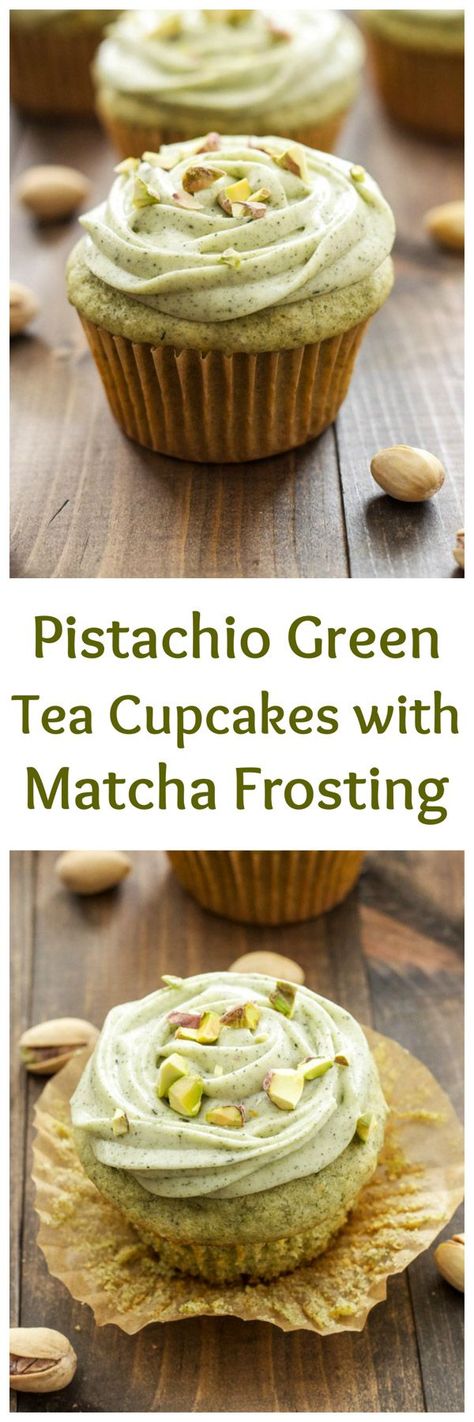 Pistachio Green Tea Cupcakes with Matcha Cream Cheese Frosting | Green tea is the perfect substitute for boxed pistachio pudding in these delicious cupcakes! via @reciperunner Macha Desserts, Matcha Cream Cheese, Macha Tea, Healthy Cupcake Recipes, Green Tea Cupcakes, Gorgeous Cupcakes, Tea Cupcakes, Matcha Cream, Matcha Green Tea Recipes