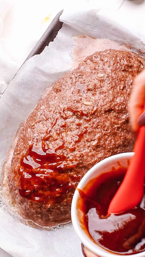 Easy Meatloaf Glaze (Just 3-Ingredients!) - Foodess Five Ingredient Meatloaf, Meatloaf Glaze Recipes Easy, 3 Ingredient Meatloaf, Meatloaf Recipe With The Best Glaze, Meatloaf Glaze Recipes, Glaze For Meatloaf, Meatloaf Glaze Recipe, Basic Meatloaf, Meatloaf Glaze