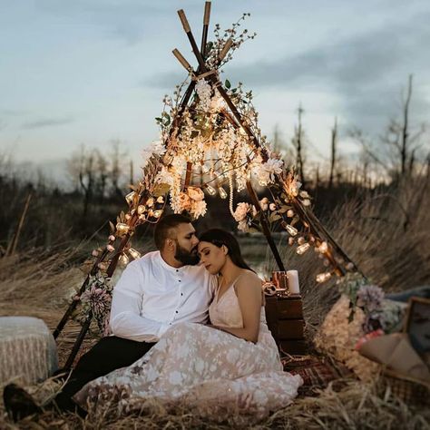 New Pre-Wedding Shoot Themes You’ll Absolutely Love! | WedMeGood Wedding Shoot Ideas, Picnic Theme, Pre Wedding Shoot Ideas, Pre Wedding Photoshoot Outdoor, Indian Wedding Planning, Pre Wedding Shoot, Teepee Tent, Wedding Planning Websites, Wedding Dress Pictures