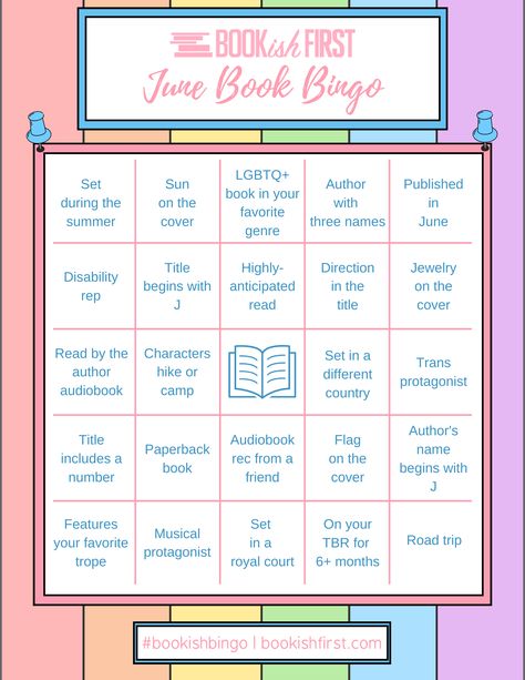 June 2024 Bookish Bingo 🌈 - Book Talk / Bookish Bingo - BookishFirst Forum Bookish Bingo, Reading Prompts, Book Bingo, Book Spread, Bingo Books, Book Tracker, Bingo Board, Book Challenge, Book Talk