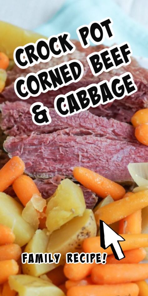 Crock Pot Corned Beef & Cabbage is the traditional St. Patrick’s Day food. This recipe is super easy and tastes delicious. Plus it makes for great leftovers! #dinner #maindish #crockpot #slowcooker #cornedbeef #cornedbeefandcabbage #vegetables #potatoes #carrots #irish #irishmeal #stpatricksday #stpattysday #numstheword #recipe Corned Beef Recipes Crock Pot, Crockpot Cabbage Recipes, Corned Beef Recipes Slow Cooker, Beef And Cabbage Recipe, Crock Pot Corned Beef, Crock Pot Corn, Recipes Corn, Slow Cooker Corned Beef, Beef Cabbage