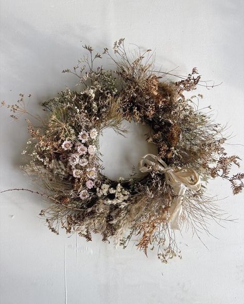 Liv Carter on Instagram: "It’s almost wreath time ✂️ I have opened my little order book for Christmas wreaths. There will be two designs to choose from this year ~ fresh or dried ~ each wreath handmade by me at the farm studio. All wreaths are £50. Get your orders in soon to avoid missing out. Please follow the link in my bio to order 💫" Christmas Wreath Natural, Dried Christmas Wreath, Christmas Wreaths With Dried Flowers, Christmas Wreath Dried Flowers, Dried Flowers Christmas Wreath, Dried Floral Christmas Wreaths, Florist Decor, Wreath Dried Flowers, Book For Christmas