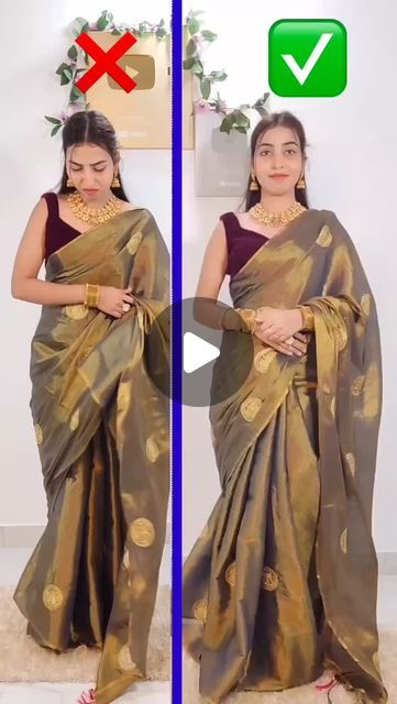 GLAMBEAUTYY’S on Instagram: "How to fix open pallu perfectly 
#glambeautyys #sareedraping #sareestyling #sareefashion #sareehacks #reelitfeelit #reels #indianfashion" Single Pallu Saree Draping, Jewellery Ideas For Saree, Saree Tips, Saree Pallu, Saree Drape, Saree Draping, October 5, Fancy Sarees, Saree Styles