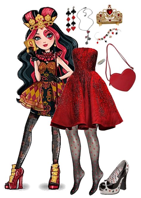 Lizzie Hearts Outfit, Lizzie Hearts, Bridge Card, Duo Halloween Costumes, Ever After High, Outfit Maker, Outfit Shoplook, Queen Of Hearts, Descendants