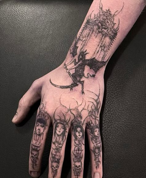 Hand Palm Tattoos, Rockstar Tattoo, Rip Tattoos For Mom, Siren Tattoo, Rip Tattoo, Feminine Skull Tattoos, Choose Her, Feminine Tattoo Sleeves, Sigil Tattoo