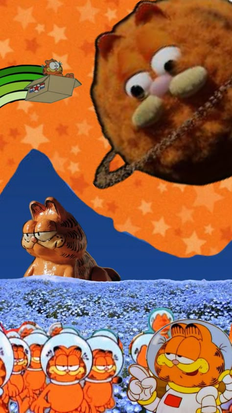 You have arrived to a chill but eerie planet Garfield And Hello Kitty, Silly Garfield, Mood Pfp, Garfield Wallpaper, Fat Orange Cat, Garfield Pictures, Garfield Images, Garfield Christmas, Phone Wallpaper Ideas