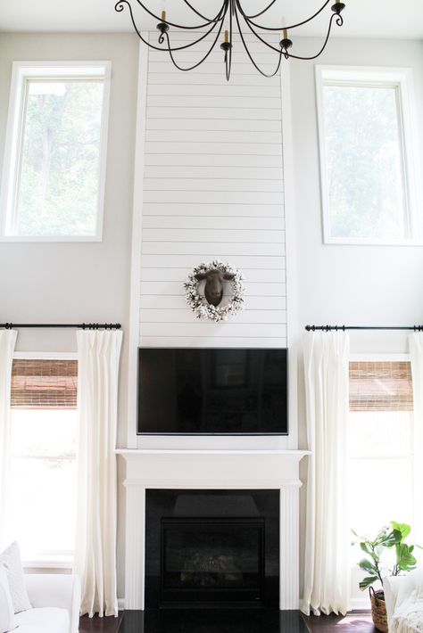 Diy Shiplap Fireplace, Diy Fireplace Mantel, Installing Shiplap, Shiplap Fireplace, Diy Shiplap, Farmhouse Fireplace, Freestanding Fireplace, Faux Fireplace, Fireplace Remodel