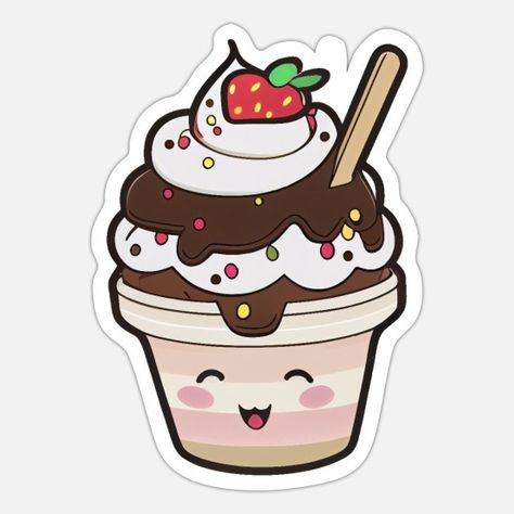 Cute Ice Cream Stickers, Drawing Hacks, Cute Ice Cream, Digital Food, Cute Easy Doodles, Easy Doodles, Fruits Images, Colorful Nail, Stickers Kawaii