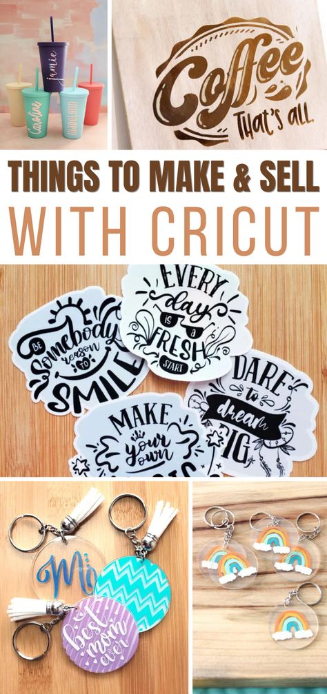 24 Things to Make & Sell with Cricut What To Sell With Cricut, Most Popular Cricut Projects To Sell, How To Make Magnets With Silhouette, Personalised Items To Sell, Things To Sell From Cricut, Cricut Joy Ideas To Sell, Things To Sell Cricut, Cricut Projects For Parties, Cricut Projects For Sale