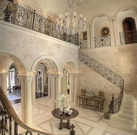 I love the grand staircase Grand Staircases, Marble Floors, Grand Foyer, Marble Flooring, Foyer Design, Design Hotel, Grand Staircase, House Goals, Style At Home