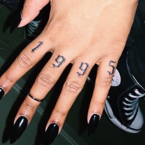 1999 Knuckle Tattoo, Number Tattoos On Fingers, 2000 Hand Tattoo, Knuckle Tattoos Numbers, Year Knuckle Tattoo, 1999 Finger Tattoo, Birth Year Knuckle Tattoo, 1996 Finger Tattoo, Birth Year Finger Tattoo