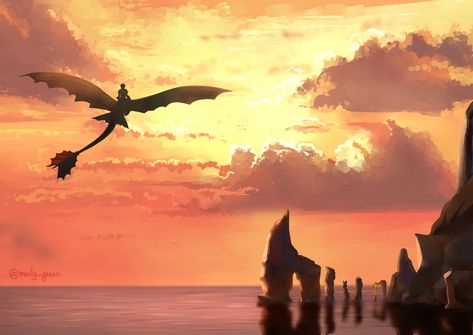 #HTTYD #HOWTOTRAINYOURDRAGON #ART #LANDSCAPE by Maily_Green Berk Httyd, Dragon Httyd, Dragon Aesthetic, Fashion Quiz, Train Dragon, Httyd Art, Images Disney, Httyd Dragons, Dragon Trainer