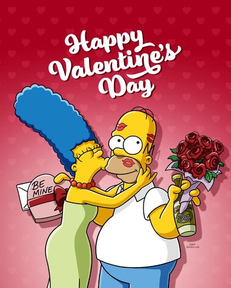 Simpsons Valentines Day, Simpsons Valentines, Valentine Cartoon, Homer And Marge, Comic Book Guy, Diy Gifts To Sell, Simpsons Drawings, Valentines Illustration, Holiday Canvas