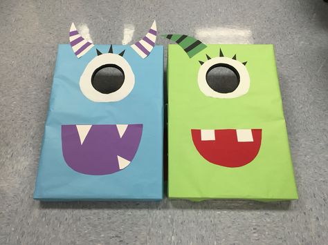 Cornhole monsters Halloween Cornhole Boards, Halloween Corn Hole, Monster Cornhole, Halloween Cornhole, Haunted Hallway, Halloween Carnival Games, Church Halloween, Fall Festival Games, School Holiday Party