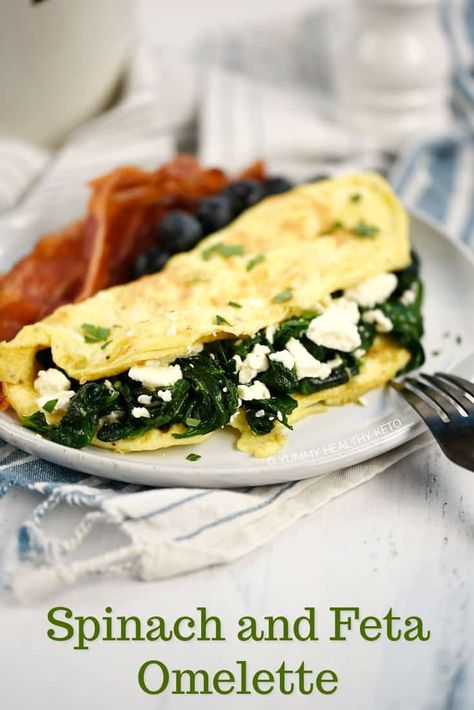 Easy Quick Healthy Breakfast, Feta Omelette, Keto Bbq Sauce, Omlet Recipes, Avocado Egg Bake, Baked Avocado, Spinach Feta, Bacon Egg And Cheese, Omelette Recipe