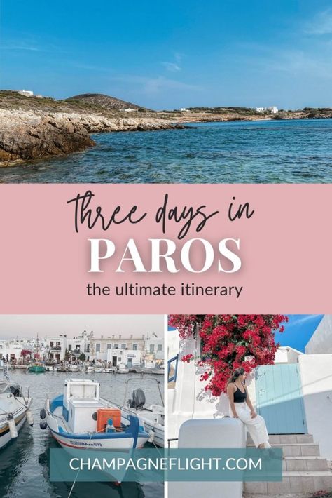 The Perfect Itinerary for 3 Days in Paros, Greece - Champagne Flight Paros Beaches, Places To Visit In Greece, Islands In Greece, Greek Islands Vacation, Greek Island Hopping, Greek Vacation, Greece Itinerary, Paros Greece, Greece Beach