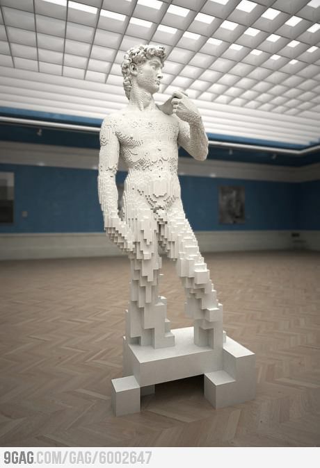 This is awesome!! Michelangelo made from Lego Lego Sculptures, Lego Blocks, Art Parody, Lego Worlds, Lego Art, Cool Lego, Lego Brick, Sculpture Installation, Lego Creations