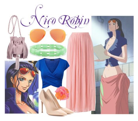 "|| Nico Robin ||" by miyu-san ❤ liked on Polyvore featuring Nico, Ray-Ban, Gianvito Rossi, Sara Battaglia, anime, CasualCosplay, manga, onepiece and NicoRobin Nami Outfits Inspired, One Piece Inspired Outfits, Anime Bounding, Outfits Anime, Chic Black Outfits, Princess Inspired Outfits, Susanoo Naruto, Easy Cosplay, Nerdy Outfits