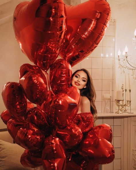 Balloons Photoshoot, Balloon Photoshoot, Red Heart Balloons, 28th Birthday, Heart Balloons, Birthday Photoshoot, Red Heart, Balloons, Valentines