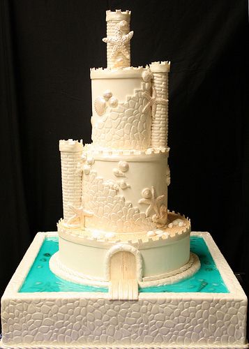 . Wedding Cakes Unique, Sand Castle Cakes, Cakes Unique, Beach Theme Wedding Cakes, Beach Themed Cakes, Ocean Cakes, Beach Cakes, Castle Cake, Beach Wedding Cake