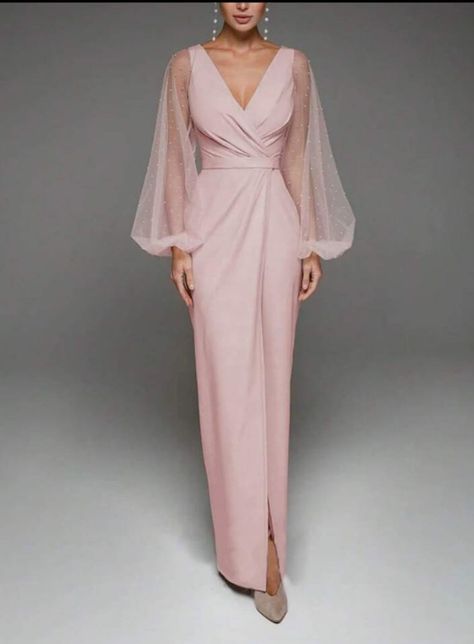 Pink Formal Gown, Cape Gown, Bride Wear, Dress For Short Women, Groom Dress, Lantern Sleeve, Lantern Sleeves, Formal Gowns, Mother Of The Bride Dresses