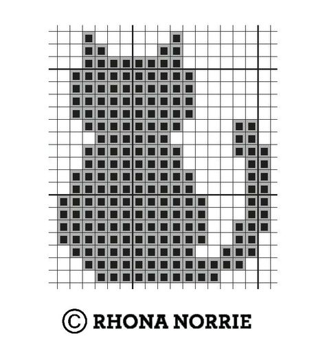 Knitting Charts Animal, Cat Knitting Pattern, Cat Cross Stitch Charts, Crochet Step By Step, Cross Stitch Cat, Kat Haken, Crochet Stitch Tutorial, Tiny Cross Stitch, Animal Knitting Patterns