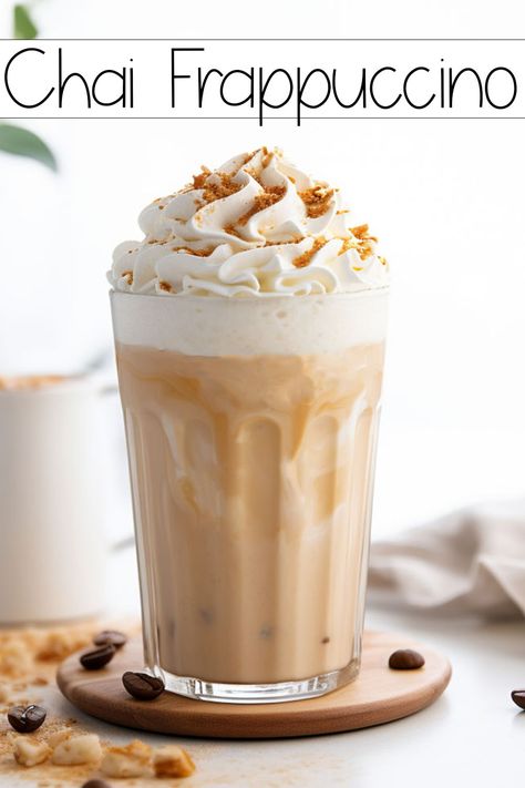 Chai Frappuccino Starbucks, Chai Frappuccino, Starbucks Chai, Starbucks Frappuccino Recipe, Vanilla Iced Coffee, Homemade Coffee Creamer, 2nd December, Frappuccino Recipe, Turmeric Milk