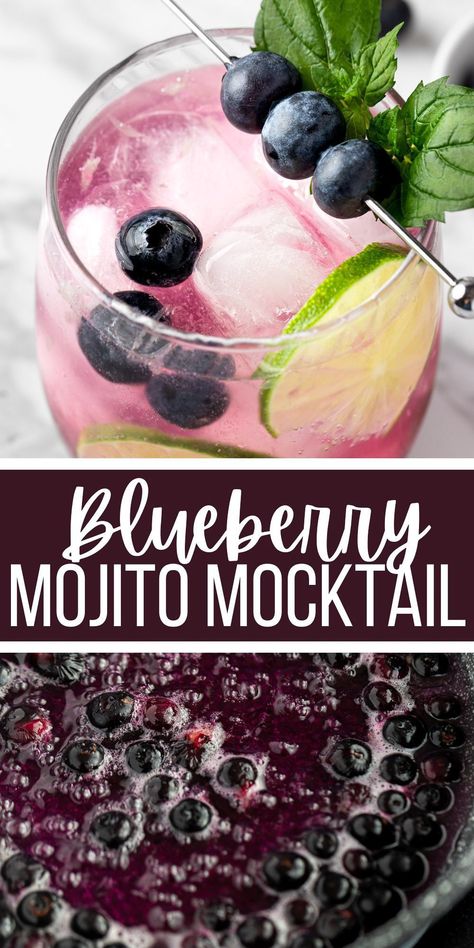 Blue Mojito Recipe, Gsm Blue, Blue Mojito, Blueberry Syrup Recipe, Blueberry Mojito Recipe, Summer Mocktail Recipes, Blueberry Drinks, Homemade Blueberry Syrup, Blueberry Cocktail