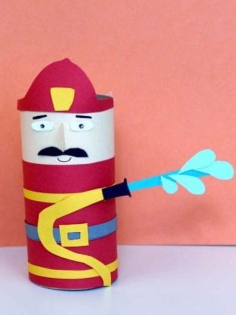 Occupation Art And Craft For Preschool, Community Helper Art, Fire Safety Preschool Crafts, Fireman Crafts, Fire Truck Craft, Community Helpers Crafts, Community Helpers Preschool Activities, Fire Safety Preschool, Firefighter Crafts