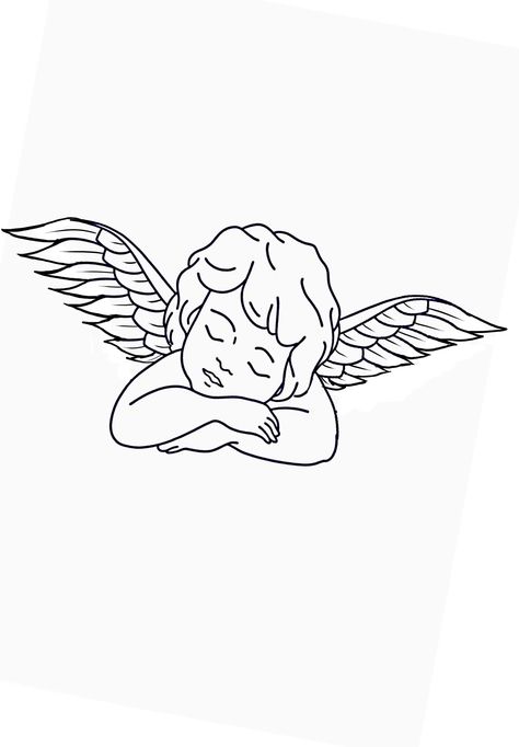 Angel Pencil Drawings, Angles Tattoos, Simple Angel Drawing, Angel Tattoo Sketch, Quick Tattoos Ideas, Quick Tattoos, Beginner Tattoo Stencils, Tattoo Beginner, Coquette Stuff