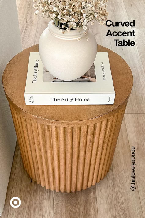 Upgrade any corner in your home with this neutral accent table. The textured wooden-finish will complement your living space or bedroom decor. Psst! It doubles up as a side or end table. Oatmeal And Black Living Room, Unused Front Living Room Ideas, Light And Airy Living Room Cozy, Living Room Side Table Ideas, Side Tables In Living Room, Neutral Home Decor Living Room, End Table Ideas, Side Table Decor Living Room, End Table Decor