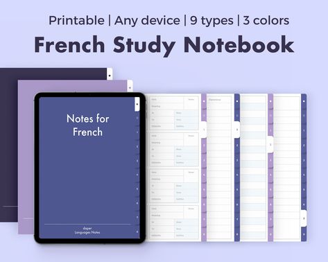 Excited to share the latest addition to my #etsy shop: French study digital notebook | Printable | Student worksheet | Words, Vocab, Character | GoodNotes | Notability | iPad, Tablet Templete #ipaddiary #frenchlearn #digitalplanner #ipadgoodnote Language Notes, French Study, Vocabulary Notebook, Student Worksheet, Studying Stationary, Notes Plan, German Study, Verb Conjugation, Free Notebook