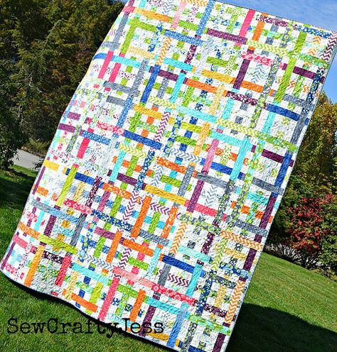 Simply Woven quilt tutorial | Moda Bake Shop tutorial here | Flickr Woven Quilt, Jessica Kelly, Strip Quilt Patterns, Jelly Roll Patterns, Strip Quilt, Jelly Roll Quilt Patterns, String Quilts, Plaid Quilt, Jelly Rolls