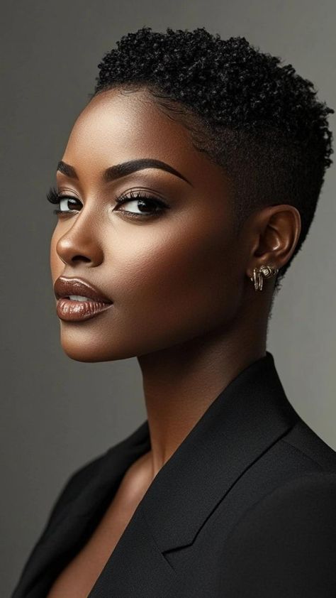 Explore elegant and low-maintenance short haircuts for black women that save time and effort. These cuts look great with minimal styling. From wash-and-go crops to textured pixies, find a style that keeps you looking fabulous without spending hours in front of the mirror. Black Female Haircut, Fade Haircut Black Woman, Low Cut Hairstyles For Black Women, Female Fade Haircut Black Women, Low Haircut For Black Women, Low Cut Hair Black Women, Short African Hairstyles, Women Headshots, Low Cut Hairstyles