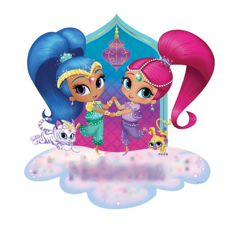 Shimmer And Shine Party, Shimmer And Shine Characters, Shimmer Y Shine, Party Frame, Rainbow Parties, 5th Birthday Party Ideas, Little Charmers, Unicorn Birthday Cake, Shimmer Shine