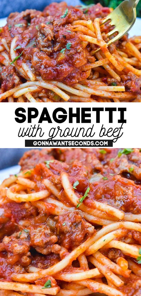 Spaghetti With Ground Beef Best Spaghetti Recipe Easy Ground Beef, Pasta Recipes With Spaghetti Sauce, How To Season Spaghetti Meat, Speggetti Recipes Simple, Spaghetti Hamburger Recipes, Spaghetti With Hamburger Meat, How To Cook Ground Beef For Spaghetti, Hamburger Meat Spaghetti Recipes, Spaghetti And Ground Beef